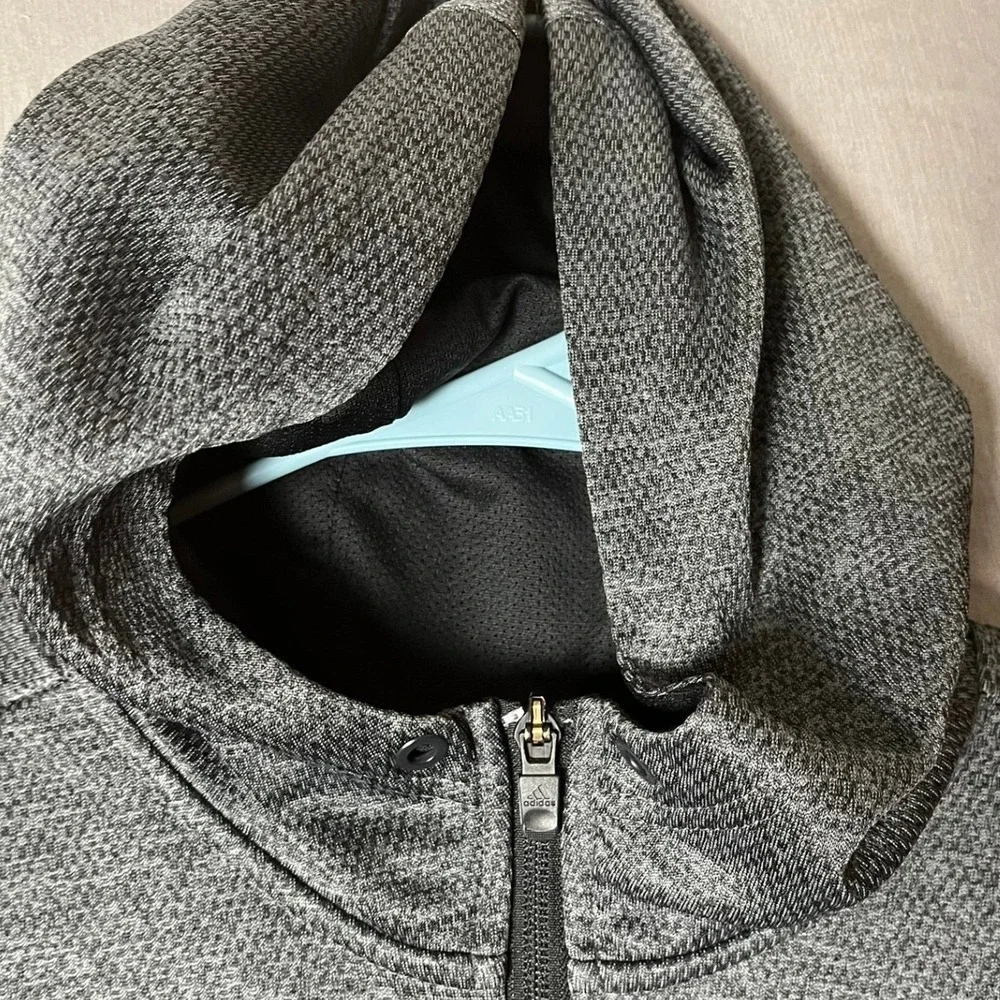 Adidas Hoodie Mens Large Climawarm Gray Full-Zip EUC